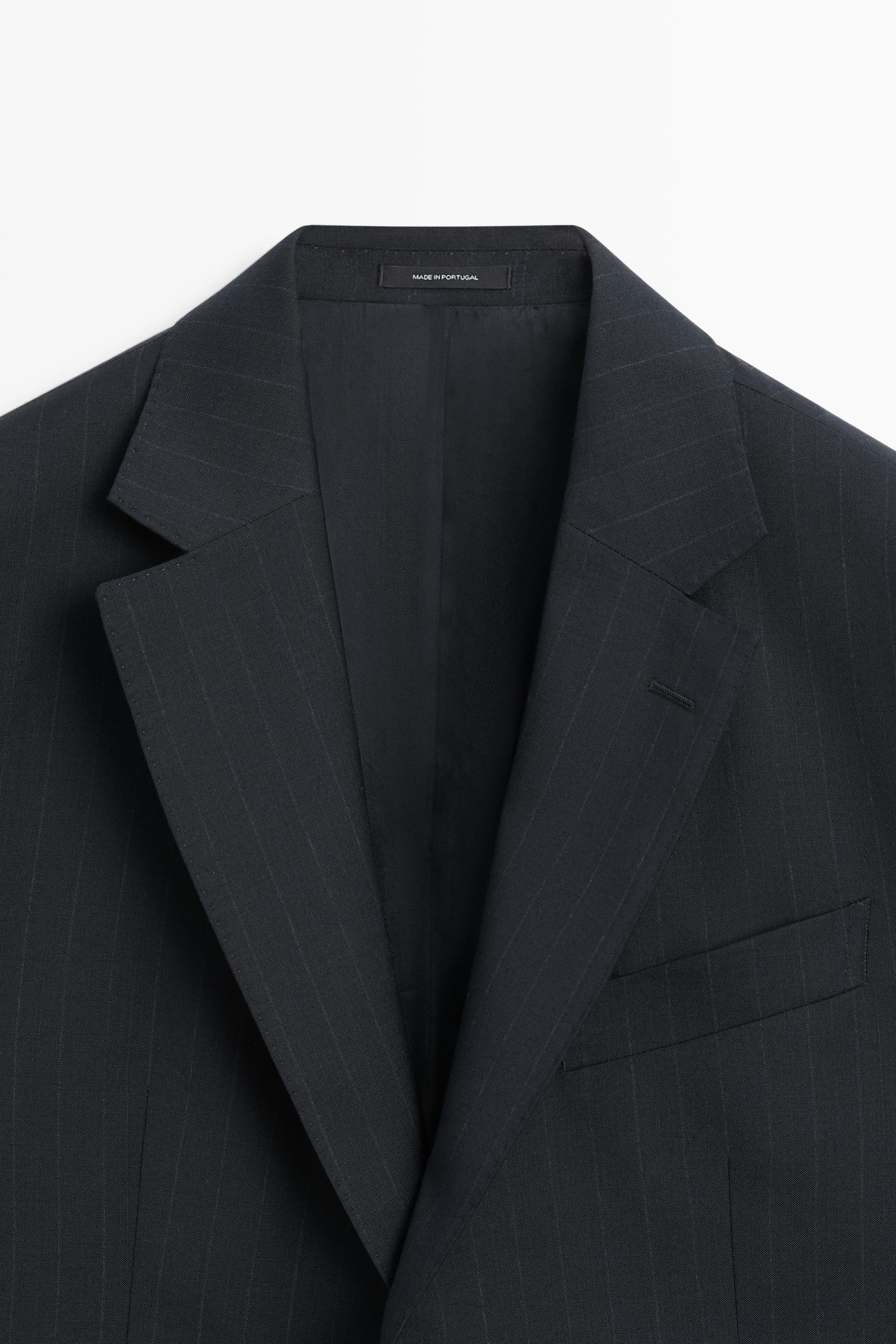 Striped 100% cool wool suit blazer